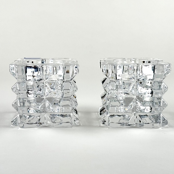 Pair of square glass votive candle holders. 3" x 3". Approx. 2.75" H. LiR - Picture 8 of 8